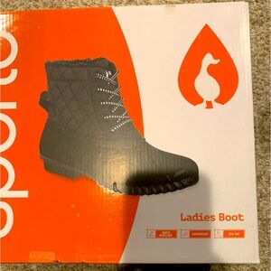 New SportoWomen's Black Dorothy Faux Fur Thermolite Duck Boots Waterproof Size6M